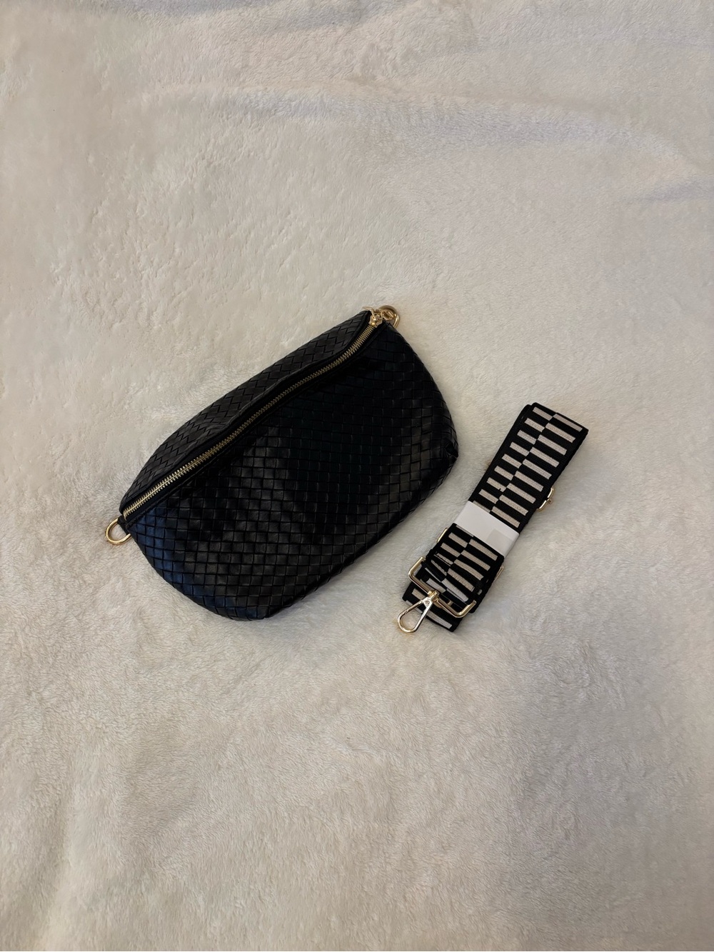 NWOT vegan leather black oversized belt bag // modern+chic Rory belt bag